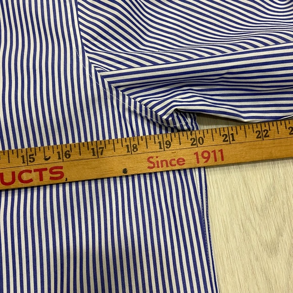 Polo Ralph Lauren Petite Women's Medium Blue & White Striped Polo Button Up - Picture 8 of 10